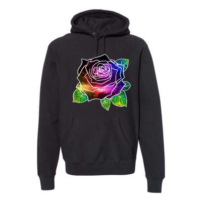 Rainbow Galaxy Floral Rose Premium Hoodie