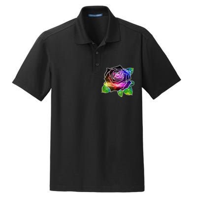 Rainbow Galaxy Floral Rose Dry Zone Grid Polo