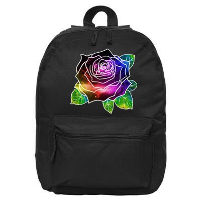 Rainbow Galaxy Floral Rose 16 in Basic Backpack