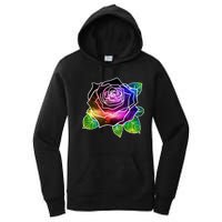 Rainbow Galaxy Floral Rose Women's Pullover Hoodie