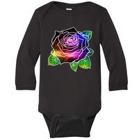 Rainbow Galaxy Floral Rose Baby Long Sleeve Bodysuit