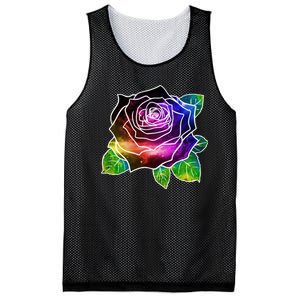 Rainbow Galaxy Floral Rose Mesh Reversible Basketball Jersey Tank