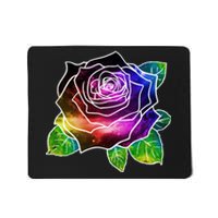 Rainbow Galaxy Floral Rose Mousepad