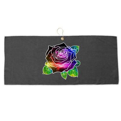 Rainbow Galaxy Floral Rose Large Microfiber Waffle Golf Towel