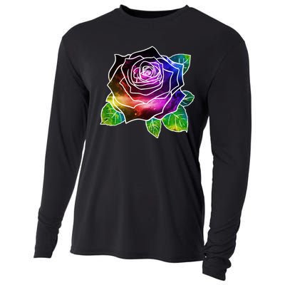 Rainbow Galaxy Floral Rose Cooling Performance Long Sleeve Crew