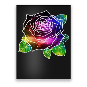 Rainbow Galaxy Floral Rose Poster