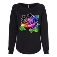 Rainbow Galaxy Floral Rose Womens California Wash Sweatshirt