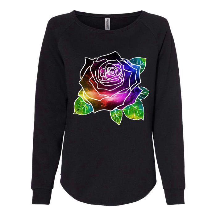 Rainbow Galaxy Floral Rose Womens California Wash Sweatshirt