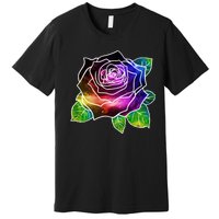 Rainbow Galaxy Floral Rose Premium T-Shirt