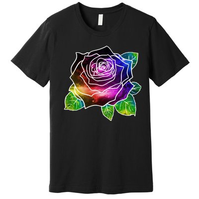 Rainbow Galaxy Floral Rose Premium T-Shirt