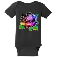 Rainbow Galaxy Floral Rose Baby Bodysuit