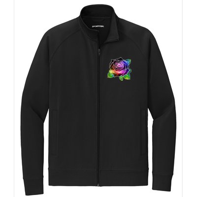 Rainbow Galaxy Floral Rose Stretch Full-Zip Cadet Jacket