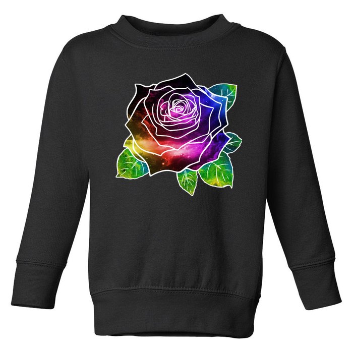 Rainbow Galaxy Floral Rose Toddler Sweatshirt