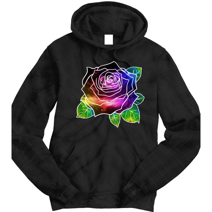 Rainbow Galaxy Floral Rose Tie Dye Hoodie