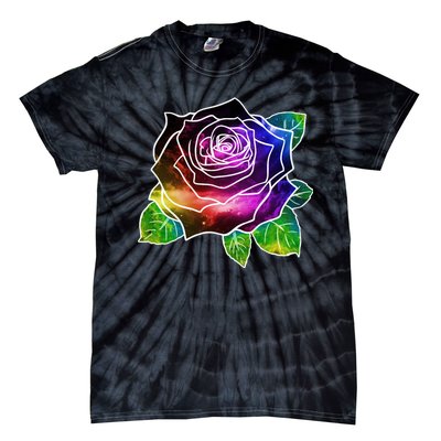 Rainbow Galaxy Floral Rose Tie-Dye T-Shirt