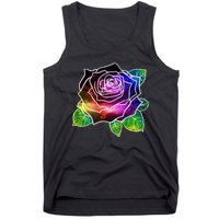 Rainbow Galaxy Floral Rose Tank Top