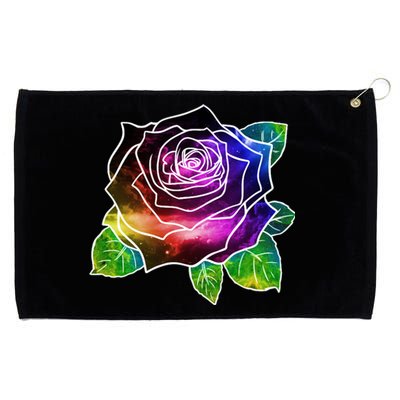 Rainbow Galaxy Floral Rose Grommeted Golf Towel