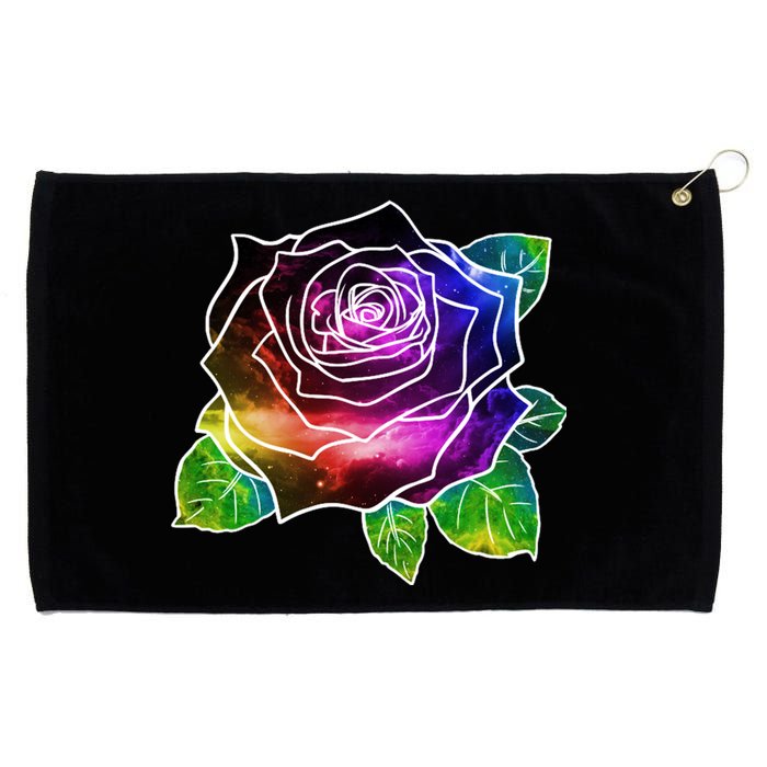 Rainbow Galaxy Floral Rose Grommeted Golf Towel