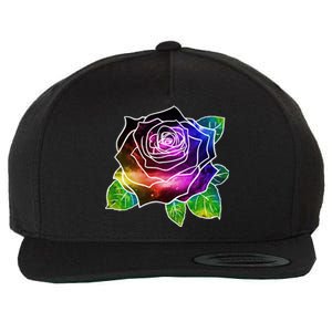 Rainbow Galaxy Floral Rose Wool Snapback Cap