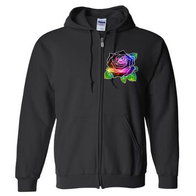 Rainbow Galaxy Floral Rose Full Zip Hoodie