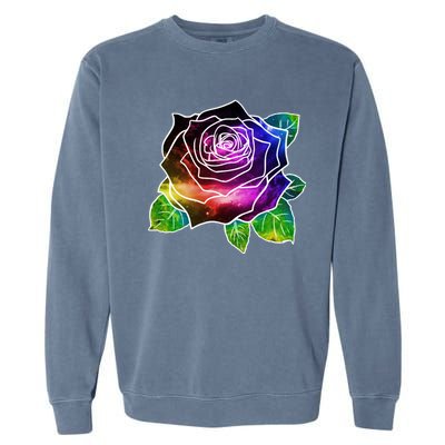 Rainbow Galaxy Floral Rose Garment-Dyed Sweatshirt