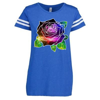 Rainbow Galaxy Floral Rose Enza Ladies Jersey Football T-Shirt