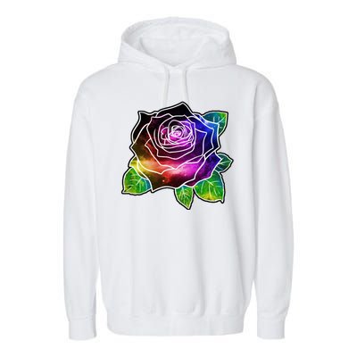 Rainbow Galaxy Floral Rose Garment-Dyed Fleece Hoodie