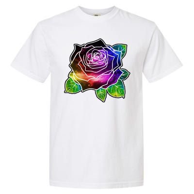 Rainbow Galaxy Floral Rose Garment-Dyed Heavyweight T-Shirt