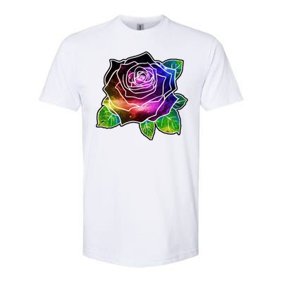 Rainbow Galaxy Floral Rose Softstyle CVC T-Shirt