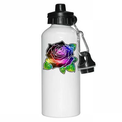 Rainbow Galaxy Floral Rose Aluminum Water Bottle