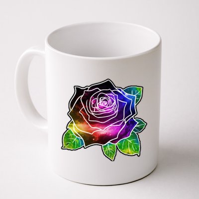 Rainbow Galaxy Floral Rose Coffee Mug