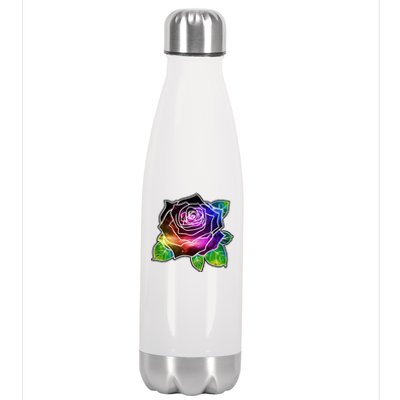 Rainbow Galaxy Floral Rose Stainless Steel Insulated Water Bottle