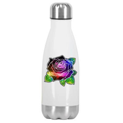 Rainbow Galaxy Floral Rose Stainless Steel Insulated Water Bottle