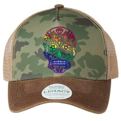 Rainbow Gay Pride Sugar Skull Legacy Tie Dye Trucker Hat