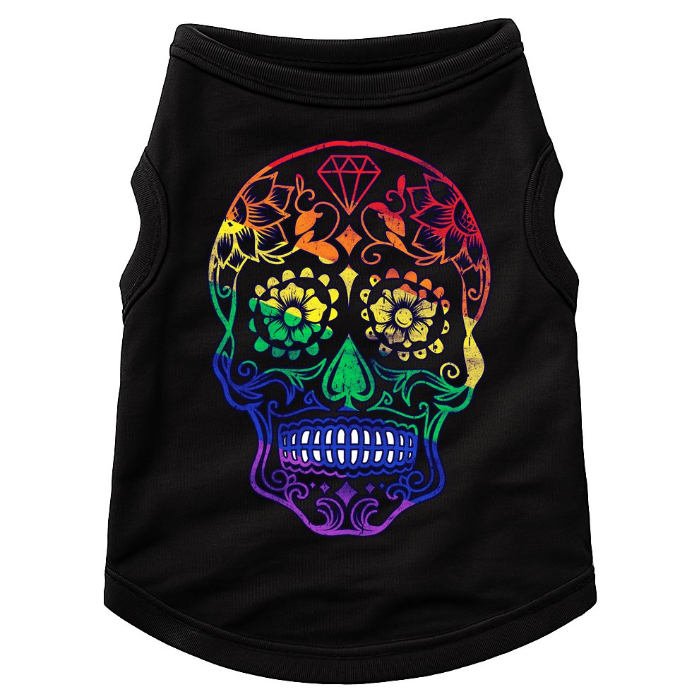 Rainbow Gay Pride Sugar Skull Doggie Tank