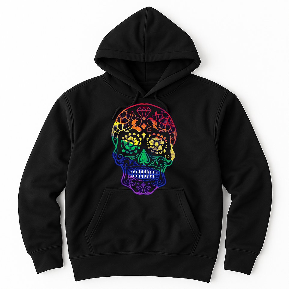 Rainbow Gay Pride Sugar Skull Hoodie