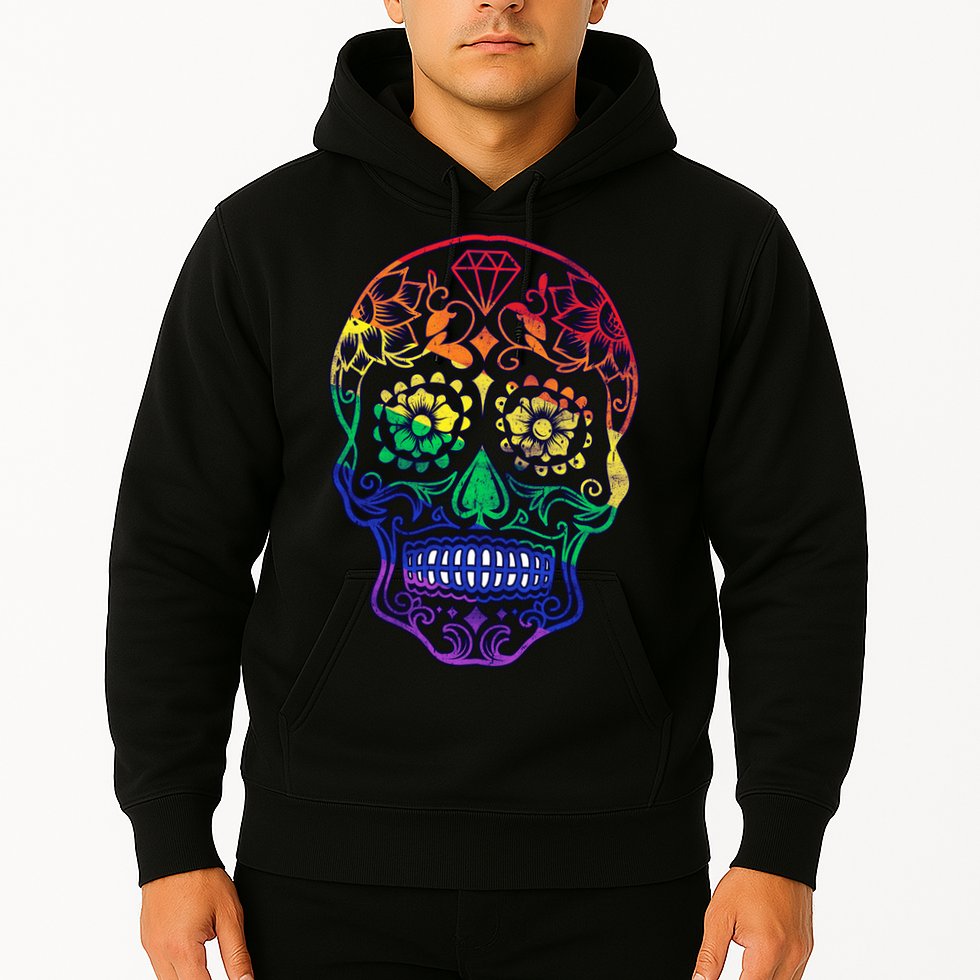 Rainbow Gay Pride Sugar Skull Hoodie