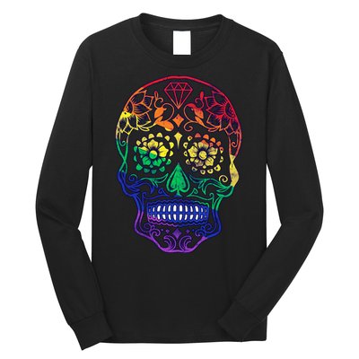 Rainbow Gay Pride Sugar Skull Long Sleeve Shirt