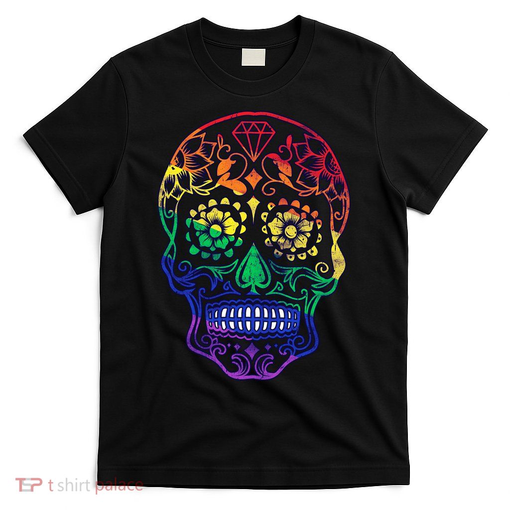 Rainbow Gay Pride Sugar Skull T-Shirt