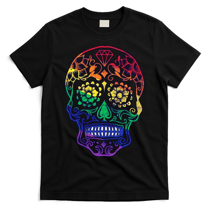 Rainbow Gay Pride Sugar Skull T-Shirt