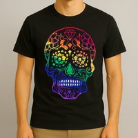 Rainbow Gay Pride Sugar Skull T-Shirt
