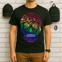 Rainbow Gay Pride Sugar Skull T-Shirt