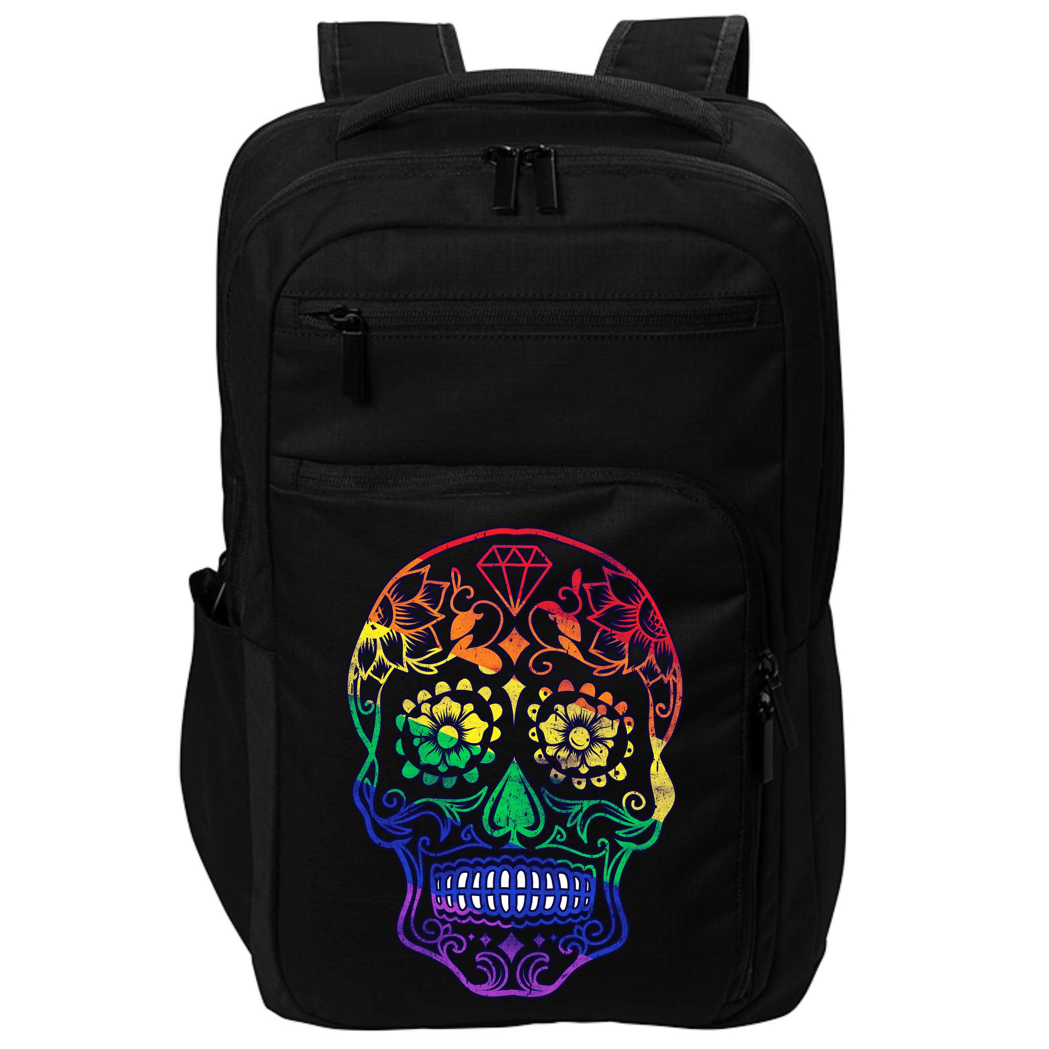 Rainbow Gay Pride Sugar Skull Impact Tech Backpack