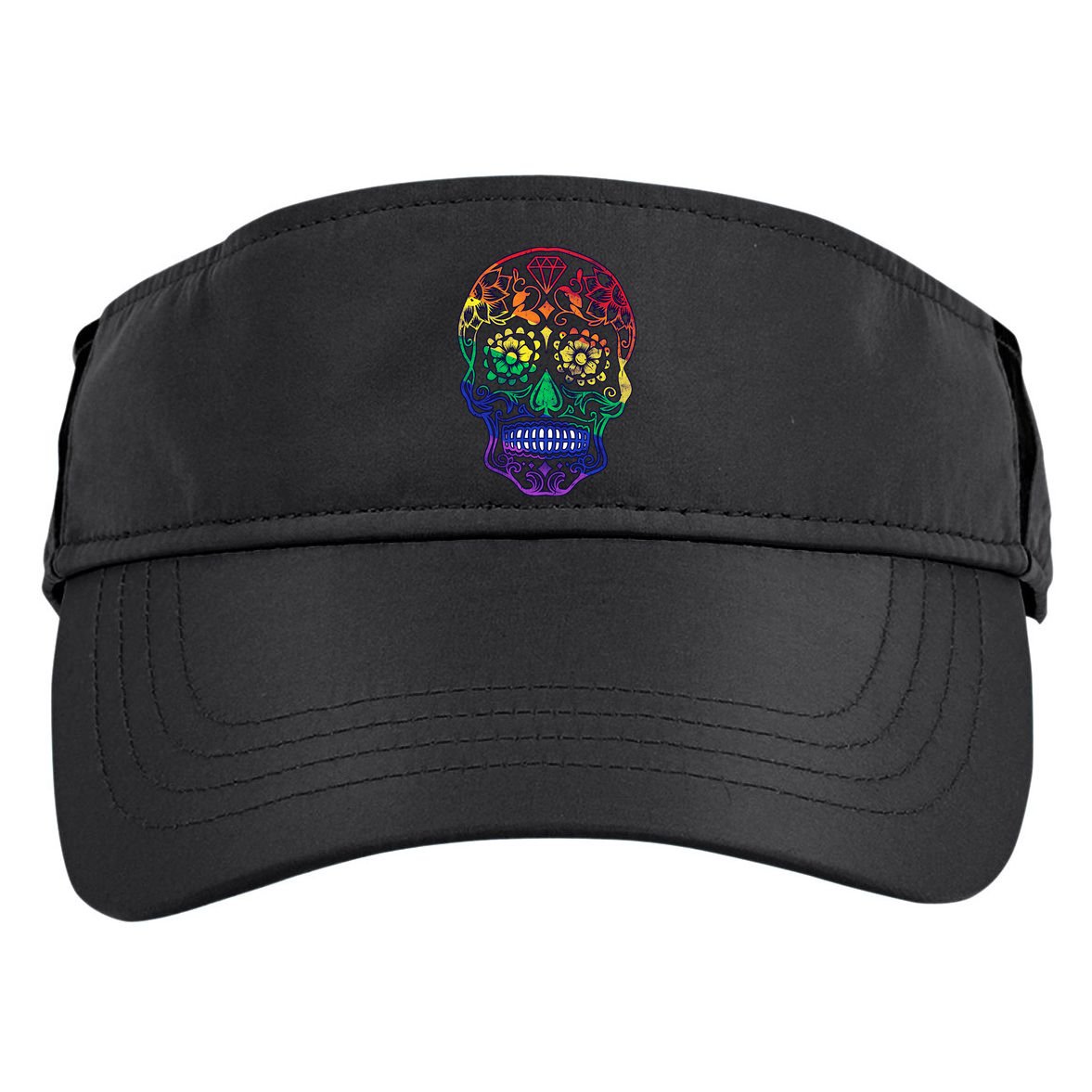 Rainbow Gay Pride Sugar Skull Adult Drive Performance Visor