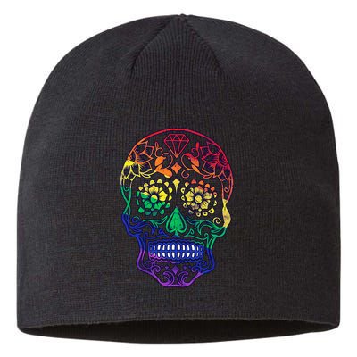Rainbow Gay Pride Sugar Skull Sustainable Beanie