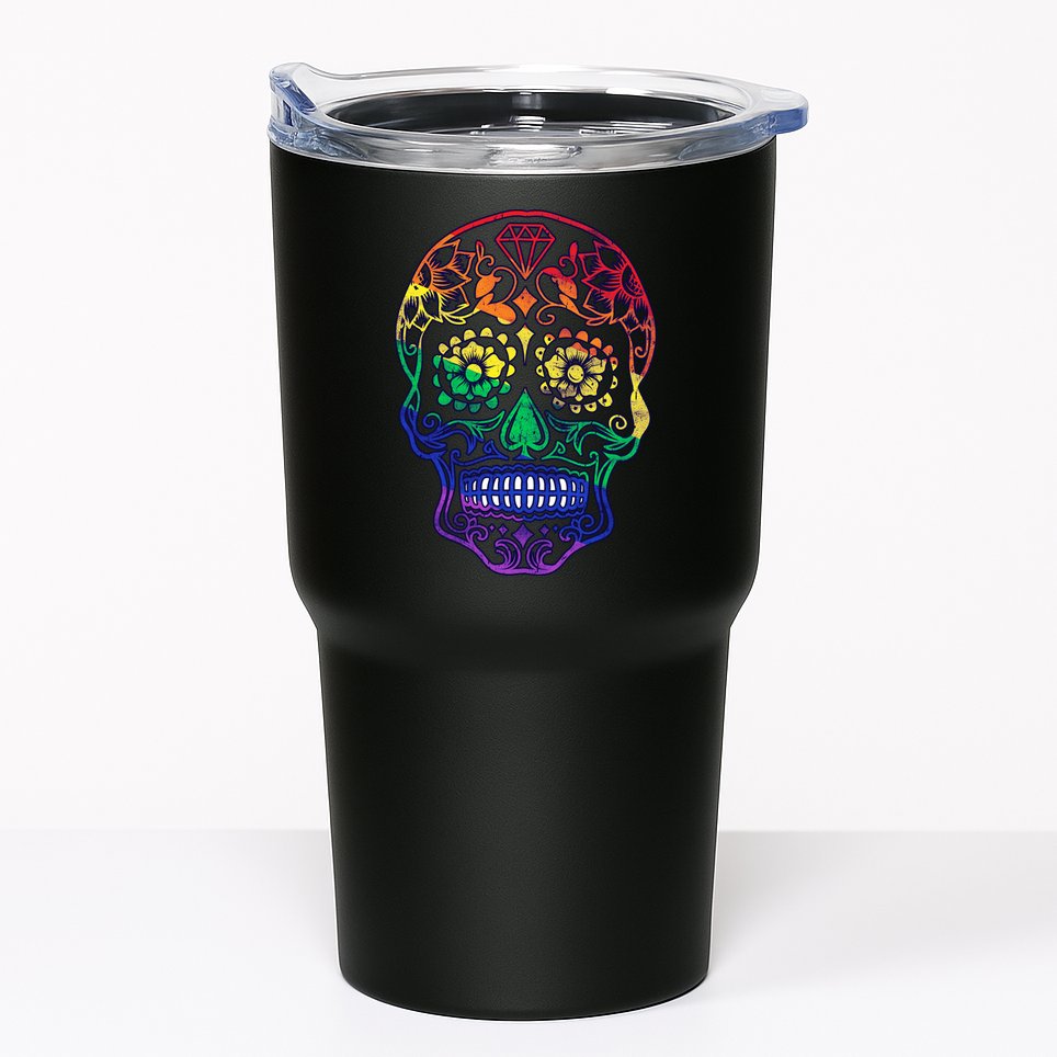 Rainbow Gay Pride Sugar Skull Tumbler