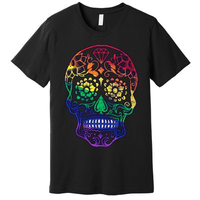 Rainbow Gay Pride Sugar Skull Premium T-Shirt