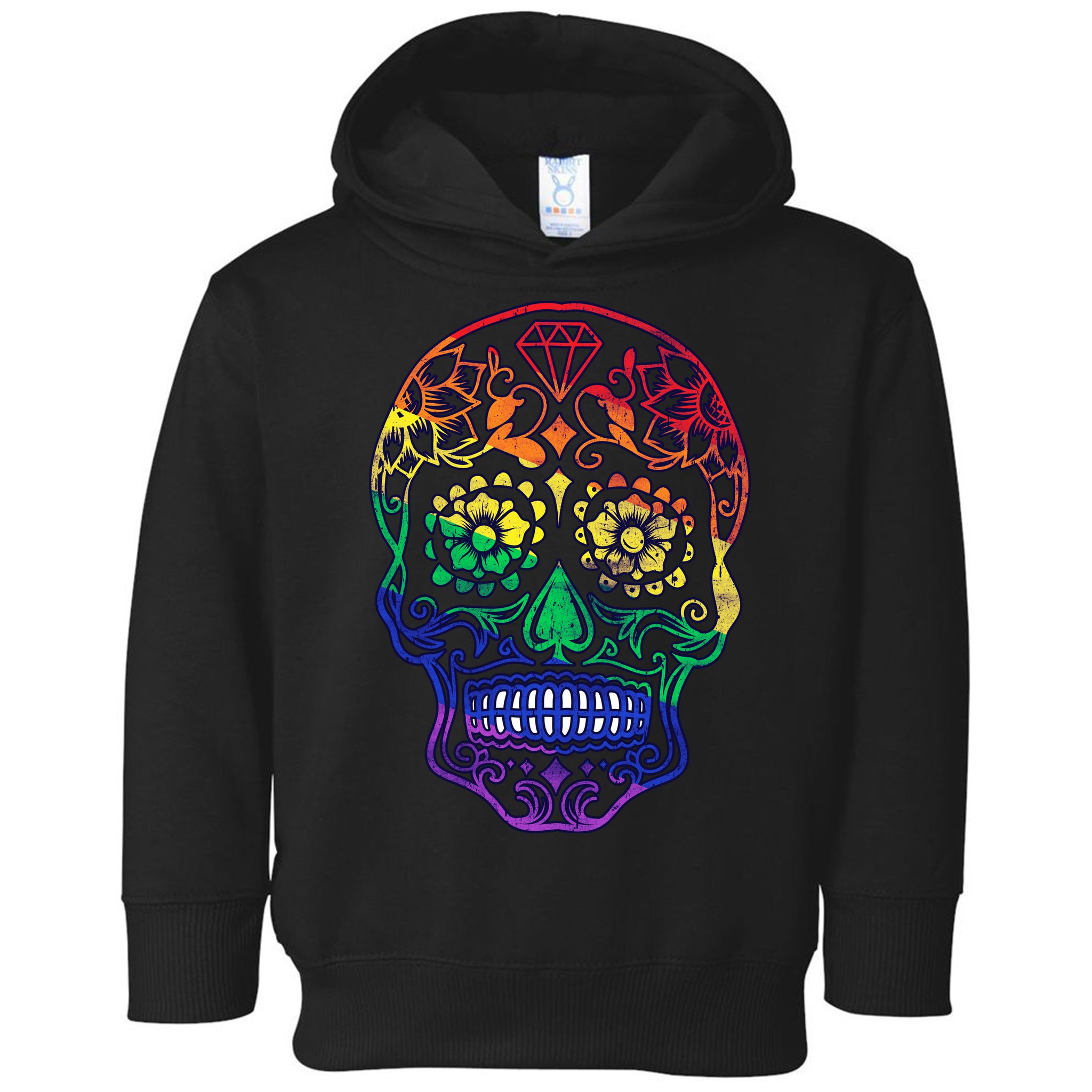 Rainbow Gay Pride Sugar Skull Toddler Hoodie