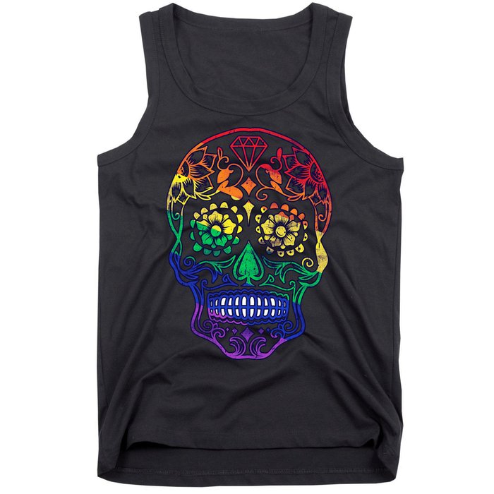 Rainbow Gay Pride Sugar Skull Tank Top