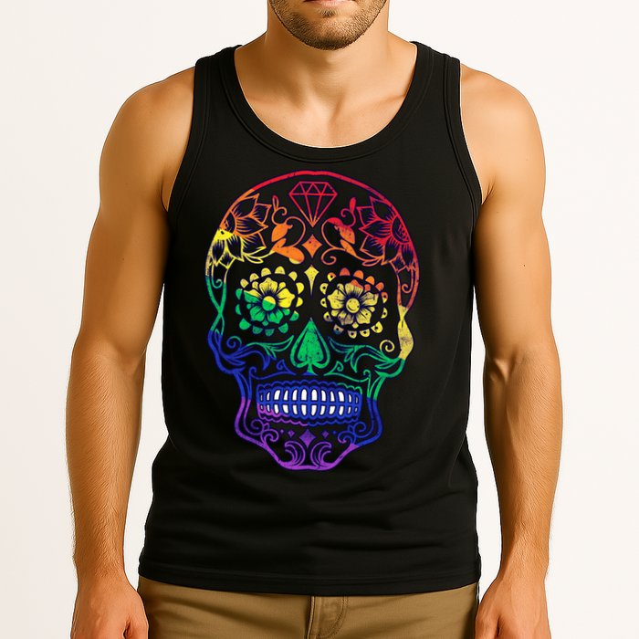 Rainbow Gay Pride Sugar Skull Tank Top